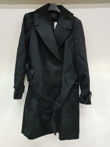 5 X BRAND NEW DOROTHY PERKINS LONG BLACK BELTED COATS IN SIZE UK 18