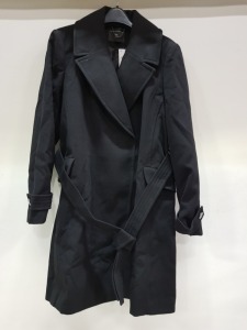 5 X BRAND NEW DOROTHY PERKINS LONG BLACK BELTED COATS IN SIZE UK 18