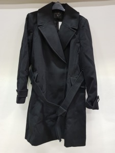 5 X BRAND NEW DOROTHY PERKINS LONG BLACK BELTED COATS IN SIZE UK 18