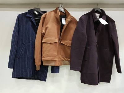 6 X BRAND NEW MIXED COAT/JACKET LOT CONTAINING - 5X CLEAN CUT COPENHAGEN WOOL JACKETS/COATS IN VARIOUS STYLES AND SIZES - 1X JUST JUNKIES WOOL JACKET SIZE LARGE -