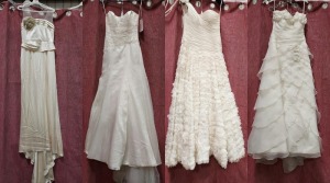 4 X EX-BRIDAL SHOP IVORY WEDDING DRESSES ALL SIZE 12 IE. JENNY PACKHAM, SUZANNE NEVILLE, HOLLYWOOD DREAMS, PROVONIAS