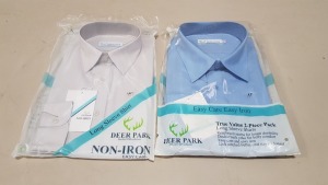 84 X BRAND NEW DEER PARK NON IRON SHIRTS IN VARIOUS SIZES AND COLOURS (IN 7 BOXES)