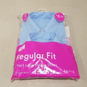 APPROX 80 X BRAND NEW F&F 2 PACK OF GIRLS REGULAR FIT LONG SLEEVED SHIRTS IN BLUE IN SIZES 10-11- 15-16