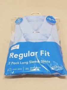 APPROX 80 X BRAND NEW F&F 2 PACK OF BOYS REGULAR FIT LONG SLEEVED SHIRTS IN BLUE IN SIZES 5-6- 7-8- 10-11