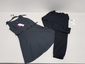 56 PIECE MIXED F&F SCHOOL CLOTHING LOT CONTAINING 36 X COTTON RICH BLACK JOGGERS SIZE 9-10 - 20X PREMIUM GREY PINAFORES (GIRLS) IN SIZE 9-10 YEARS