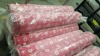 50 METRE ROLL OF PINK & WHITE FLORAL PATTERNED FABRIC (150CM WIDE) - TOTAL 75M/2