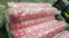 50 METRE ROLL OF PINK & WHITE FLORAL PATTERNED FABRIC (150CM WIDE) - TOTAL 75M/2