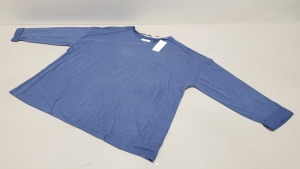 40 X BRAND NEW PAPAYA BLUE LONG SLEEVED TOPS WITH TAGS - CONSISTS 10 X XL, 14 X L, 12 X M, 4 X S) - RRP £7.50 EACH TOTAL RRP £300 - LOOSE