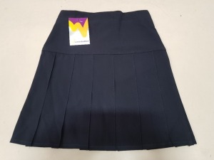 116 X GIRLS SKIRTS IN NAVY IN VARIOUS SIZES IN 2 BOXES