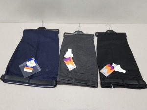 101 X TROUSERS IN BLACK, NAVY AND GREY IN VARIOUS SIZES IN 5 BOXES