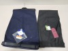 82 X TROUSERS IN CHARCOAL AND NAVY IN VARIOUS SIZES IN 4 BOXES