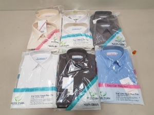 120 X BRAND NEW DEER PARK NON IRON SHIRTS IN VARIOUS SIZES AND COLOURS (IN 10 BOXES)