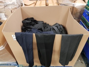 110 X TROUSERS IN VARIOUS COLOURS AND SIZES. (HALF A PALLET).