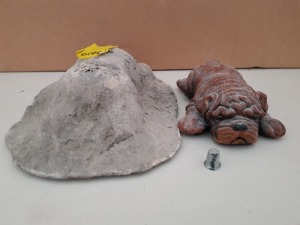 8CM LYING DOWN DOG MASTER CAST WITH LATEX SLIP & FIBRE GLASS MOULD (FOR CASTING PRODUCT TO RETAIL £9.99 )