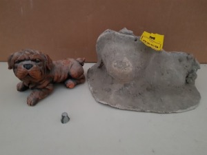 12CM LYING DOWN DOG MASTER CAST WITH LATEX SLIP & FIBRE GLASS MOULD (FOR CASTING PRODUCT TO RETAIL £11.99 )