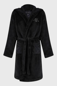 20 X BRAND NEW TOKYO LAUNDRY MENS HOODED BLACK FLEECE GOWNS (L-9) PLUS USA ONESIES (XL-1, M-10)