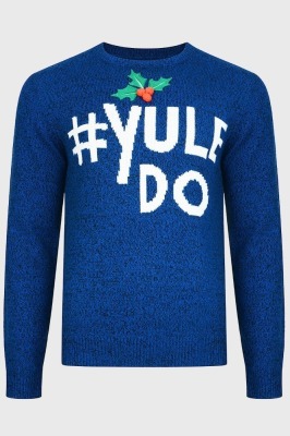 37 X BRAND NEW YULE DO BLUE NOVELTY CHRISTMAS JUMPERS (XL-12, M-25)