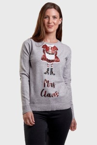 61 X BRAND NEW NOVELTY CHRISTMAS JUMPERS / TOPS / T-SHIRTS IE. LADIES MRS CLAUS SEQUIN GREY(UK18-1, UK16-15, UK8-7), BLACK (UK12-4, UK8-1), TOO PUD TO BE TRUE (UK12-14), PLUS SECRET SANTA PUG DOG TOP BLUE (S-7), CHAMPAGNE IS MY MIDDLE NAME T-SHIRTS (M-8, 