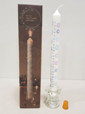 72 X BRAND NEW LAKELAND ADVENT TAPER CANDLE WITH GLASS HOLDER - IN 3 BOXES