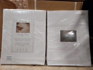 28 X BRAND NEW SIMPLY COTTON THE STUDIO COLLECTION WHITE 100% COTTON FLATSHEETS (230 X 290 CM) - IN 2 CARTONS