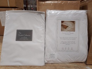 36 X BRAND NEW SIMPLY COTTON THE STUDIO COLLECTION WHITE 100% COTTON FITTED SHEETS (150 X 200 CM) - IN 3 CARTONS