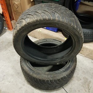 2 X PART WORN EVERGREEN EU76 TYRE 245/45R18