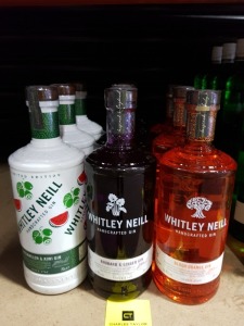 11 X PIECE BRAND NEW ALOCOHOL LOT CONTAINING WHITLEY NEILL RHUBARB AND GINGER GIN ( 43 % - 700 ML ) , 3 X WHITLEY NEILL BLOOD ORANGE GIN ( 43% - 700 ML ) , 3 X WHITLEY NEILL WATERMELON AND KIWI GIN ( 43 % - 700 ML )