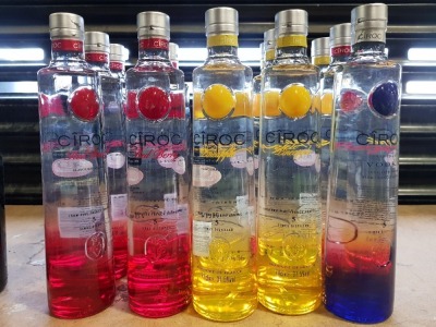 15 X BRAND NEW CIROC VODKA ( 3 DIFFERENT FLAVOURS TO INCLUDE - 7 X RED BERRY , 7 X PINEAPPLE = 37.5 % - 700ML 1 X SNAP FROST - 40% - 700ML )