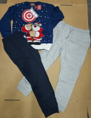 37 X BRAND NEW NOVELTY CHRISTMAS JUMPERS / JOGGERS IE. SANTA TARGET JUMPER WITH 3 BALLS (XXL-1, XL-6, L-6, M-4, S-4) PLUS TOKYO LAUNDRY 2 PACK JOGGERS NAVY & GREY (XXL-2, XL-4, L-7, M-2, S-1)