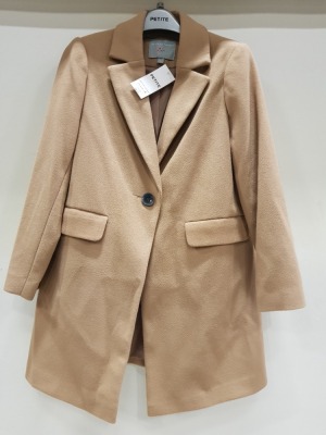 10 X BRAND NEW DOROTHY PERKINS PETITE SINGLE BUTTONED JACKETS IN SIZE UK 8 - IN TAN COLOUR ( RRP £ 48.00 PP - TOTAL RRP £ 480.00 )