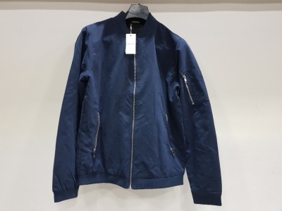 12 X BRAND NEW JACK & JONES JJERUSH BOMBER NOOS JACKETS ALL IN SIZE BLUE - ALL IN SIZE LARGE