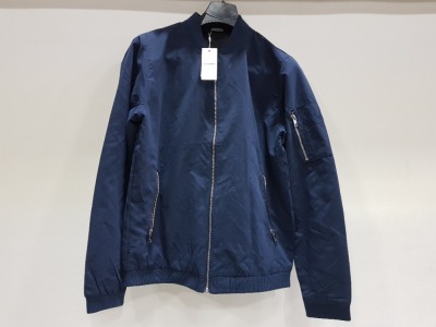 11 X BRAND NEW JACK & JONES JJERUSH BOMBER NOOS JACKETS ALL IN SIZE BLUE - ALL IN SIZE LARGE