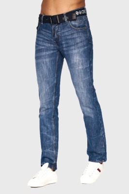29 X BRAND NEW PAIRS OF CROSSHATCH EMBOSSED TECHNO STRAIGHT CUT JEANS WITH MATCHING CANVAS BELTS IE. STONE WASH (28/32/38 - 9 PR), DARK WASH (30/32/38/40 - 20 PR)