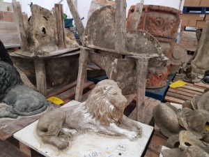 34 CM HEIGHT / 65 CM LENGTH LION LYING LEFT MASTER CAST WITH LATEX SLIP & FIBRE GLASS MOULD (FOR CASTING PRODUCT TO RETAIL £49.99)