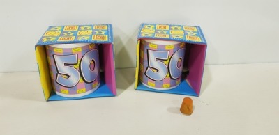 160 X BRAND NEW CELEBRATIONS BIRTHDAY GIFT MUGS AGE 50 - ON 1 PALLET