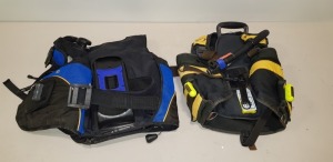 2 X KIDS DIVING HARNESSES (OCEANIC EXPLORER AND SEA QUEST) IN BLACK AND BLUE AND BLACK AND YELLOW IN SIZE - 8-12 YEARS