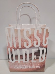APPROX 13,000 X MISSGUIDED GIFT BAGS - SIZE - HEIGHT-23CM-LENGTH-19CM -DEPTH-9CM ON 1 PALLET -