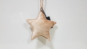 72 X BRAND NEW THE VINTAGE GARDEN ROOM MINK VELVET HANGING STAR SIZE 20 X 20 X5CM