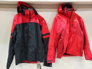 2 X BRAND NEW WINTER JACKETS TO INCLUDE NEVICA MERIBEL BLACK/RED JACKET - SIZE XL £219.99 NEVICA MERIBEL RED/RED JACKET - SIZE SMALL £219.99