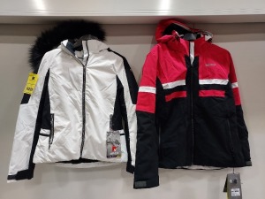 2 X BRAND NEW WINTER JACKETS TO INCLUDE NEVICA MERIBEL PINK / BLACK JACKET - SIZE UK 16 (XL) £219.99 NEVICA MERIBEL WHITE / BLACK JACKET - SIZE UK 8 (XS) £149.99