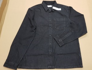 11 X BRAND NEW TOPMAN DENIM COLLARED SHIRTS - ALL IN BLACK COLOUR - ALL IN SIZE L ( RRP £ 35.00 PP - TOTAL RRP £ 385.00)