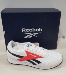 5 X BRAND NEW REEBOK UNISEX ROYAL JOGGER 3 TRAINERS - IN WHITE/ RED / BLUE - ALL IN SIZE UK 9.5