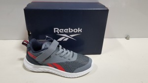 6 X BRAND NEW KIDS REEBOK RUSH RUNNERS 3.0 TRAINERS - IN GREY/ RED - ALL IN SIZE KIDS UK 2.5