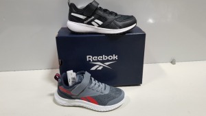 4 X BRAND NEW KIDS REEBOK RUSH RUNNERS 3.0 TRAINERS - IN GREY/ RED - ALL IN SIZE KIDS UK 13.5 & 1 X KIDS REEBOK ROAD SUPREME RUNNERS 2.0 TRAINERS - IN SIZE KIDS UK 1.5