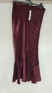 30 X BRAND NEW TOPSHOP SILK STYLE MAXI SKIRTS - ALL IN BURGUNDY - ALL IN SIZE UK 10