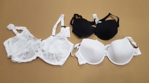 120 X BRAND NEWW AVON BRA LOT CONTAINING LANA T-SHIRT BRA WITH LACE IN BLACK ( 34B , 34 C ) , LYDIA FULL CUP BRAS IN WHITE (36DD , 38 DD ) , GYPSY HIGH APEX PLUNGE BRA IN BLACK ( 34F ) ETC - COMES IN 4 TRAYS - NOT INLCUDED