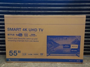 1 X BRAND NEW BOXED CELLO SMART 4K ULTRA HD 55 INCH TV - WITH WIFI ENABLED