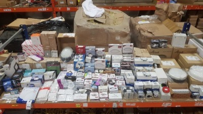 200 + PIECE BRAND NEW COMMERCIAL / HOMEWARE ELECTRICAL ITEMS TO INCLUDE OPTONICA 12 W LED LIGHT , CHINT NR2-36 THERMAL OVERLOAD RELAY , LIFFORD LUMINEUX 20W FLOOD LIGHT , PCE 31A SWITCHED INTERLOCKED SOCKETS , SAXBY LIGHTING FIRE RATED DOWNLIGHTER , ECL
