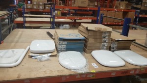 18 X BRAND NEW VARIOUS TOILET SEATS TO INCLUDE 7 X BRAND NEW TWYFORD MODA SEAT AND COVER TOP FIX HINGES ( MD7815WH) , 5 X BRAND NEW ALTO TOILET SEAT AND LID WITH HINGES ( E759001) 5 X BRAND NEW TWYFORD E500 ROUND SEAT TOP FIX STD HINGE ( E57861WH) ETC - 