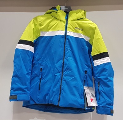 2 X BRAND NEW NEVICA MERIBEL BLUE / LIME WINTER JACKET IN SIZES 13-14 YEARS AND 8-9 YEARS RRP £159.99 EACH